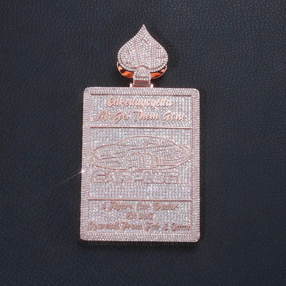 

NUOYA Hiphop Jewelry Rose Gold Plated Rectangle Charm Pendant Custom Iced Out Diamond Pendant for Men Women