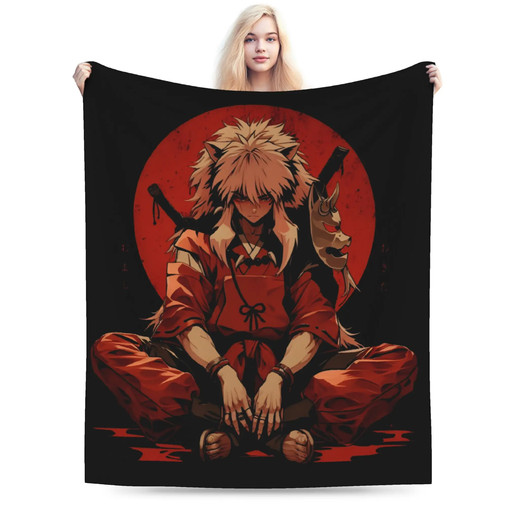 Japanese Manga Knitted Blankets Inuyashas  Flannel Throw Blanket Summer Air Conditioning Decoration Ultra-Soft Warm Bedsprea