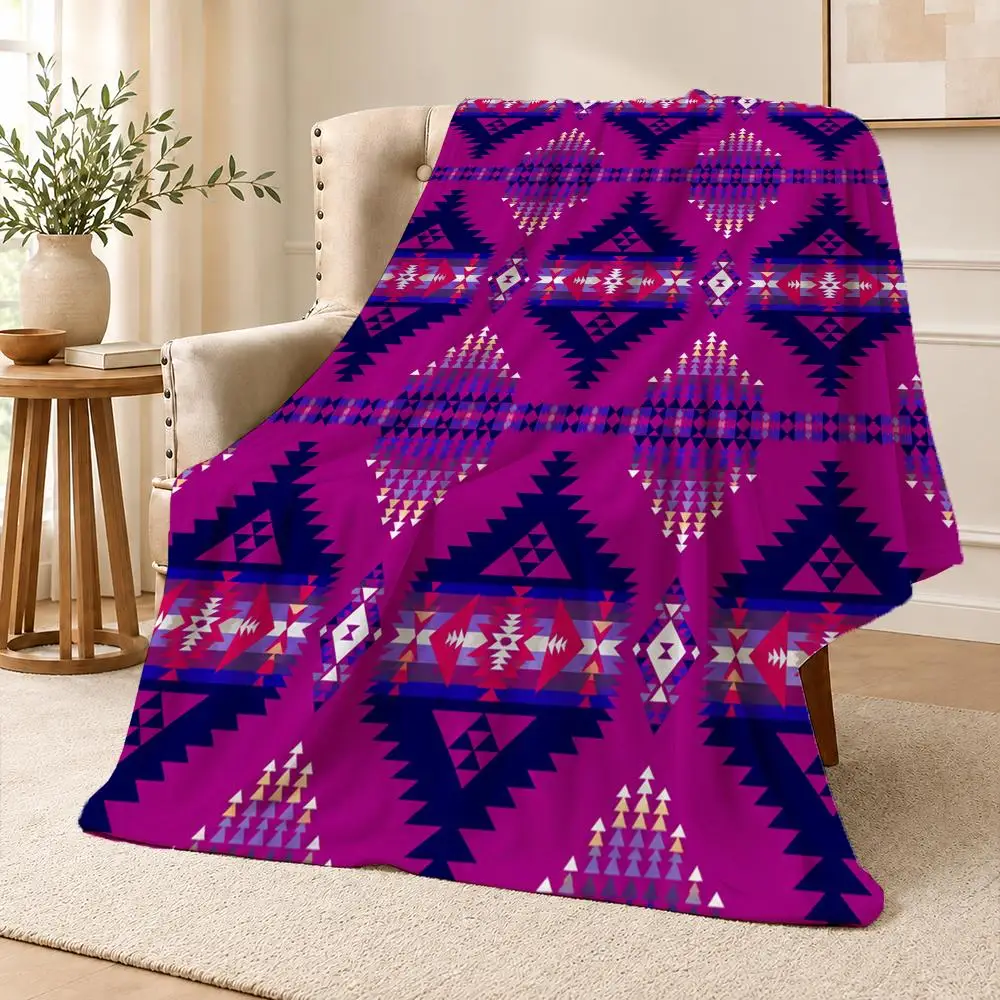 Southwestern Geometric Boho Tribal Retro Aesthetic Throw Soft Flannel Throw Blanket for Couch Bed Sofa Warm Cozy All Season