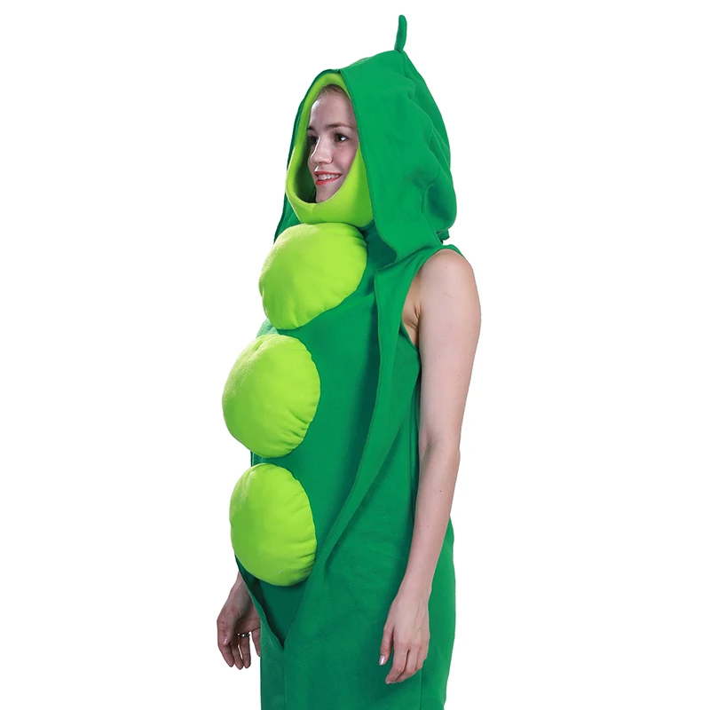 Adult Funny 3D Print Vegetable Pea Costumes Halloween Pisum Adult Women One-Piece Costume Carnival Jumpsuit