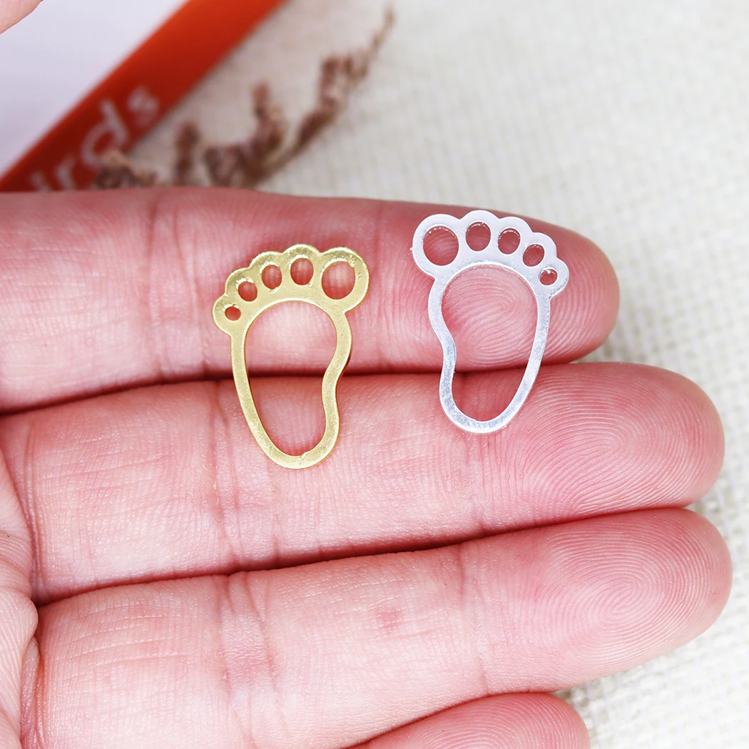 5PCS Cute Baby Foot Feet Pendant DIY Stainless Steel Gift For Women Men Charm Pendant For Bracelet Jewelry Findings