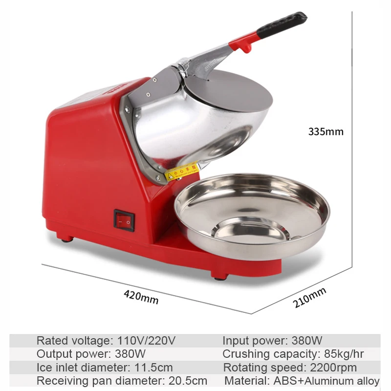 كسارة الجليد الكهربائية شفرة مزدوجة 85 كجم/ساعة ماكينة حلاقة عصير مخروط الثلج كتلة الجليد كسر طاحونة الحليب الشاي متجر معدات الحلاقة الجليد
