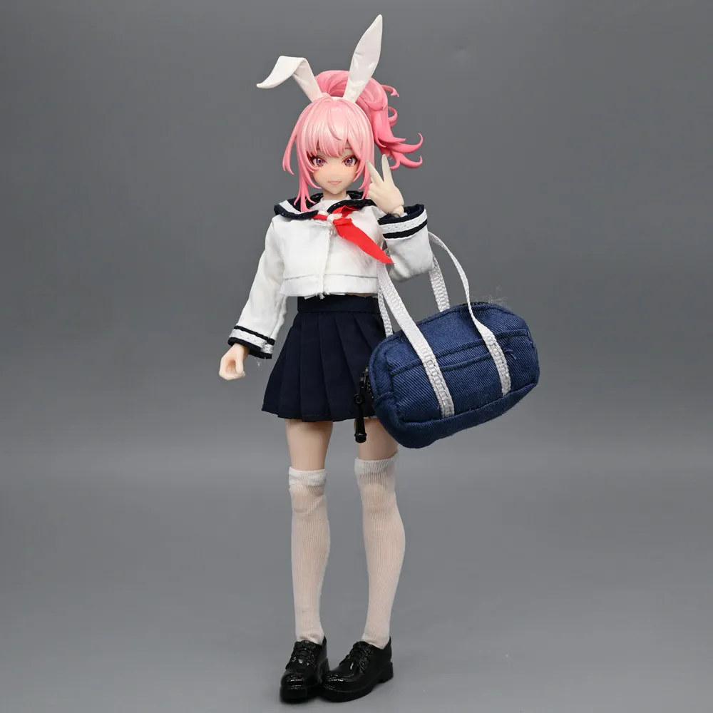 1/12 Scale Female Soldier JK Sailor Uniform Pleated Skirt Shirts Student Uniform Bags Socks for 6''Bodies Figures DIY - view 3