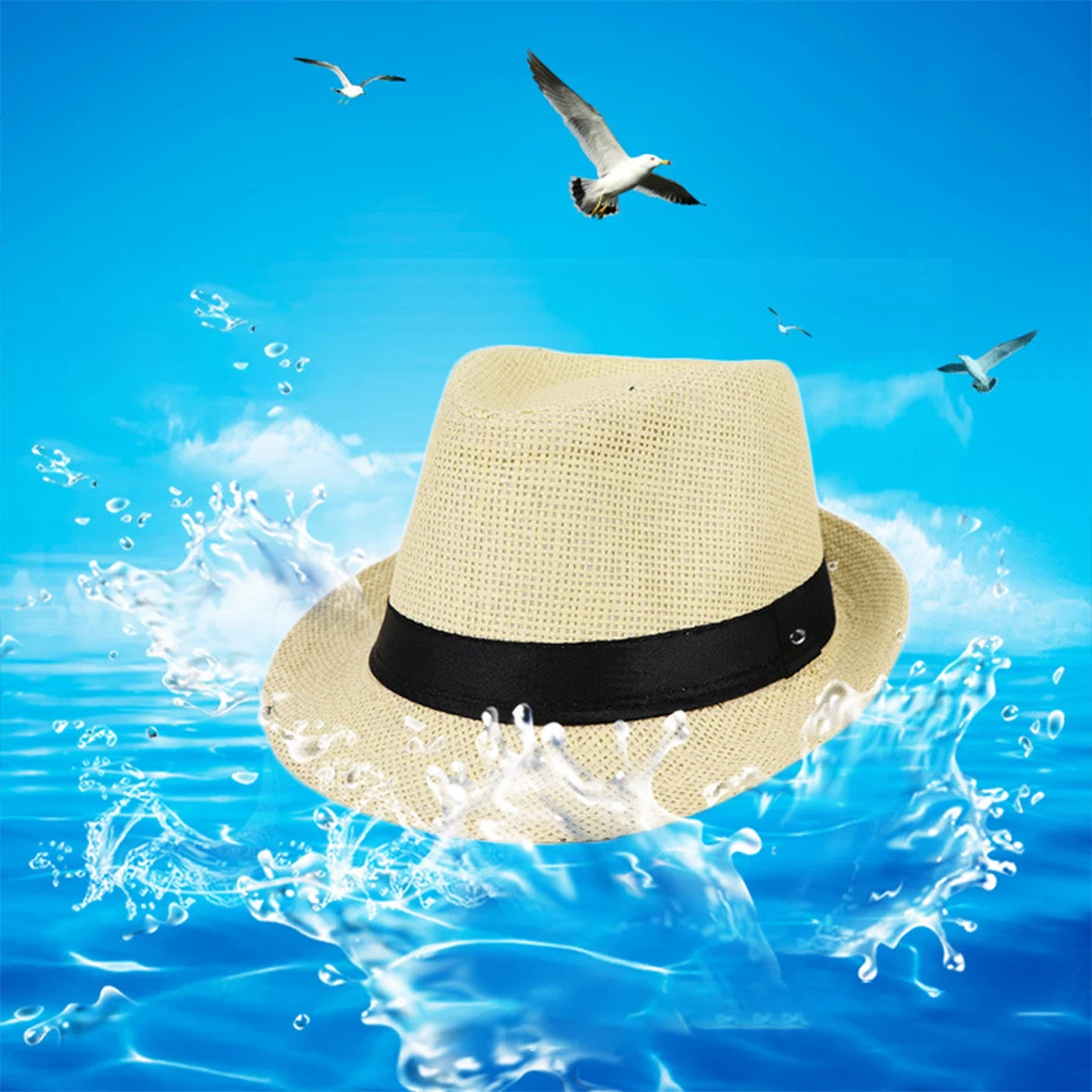 Breathable Fedora Hat For Outdoor Activities And Beach Time Park Sun Hat Elegance Panama Summer Navy Adult