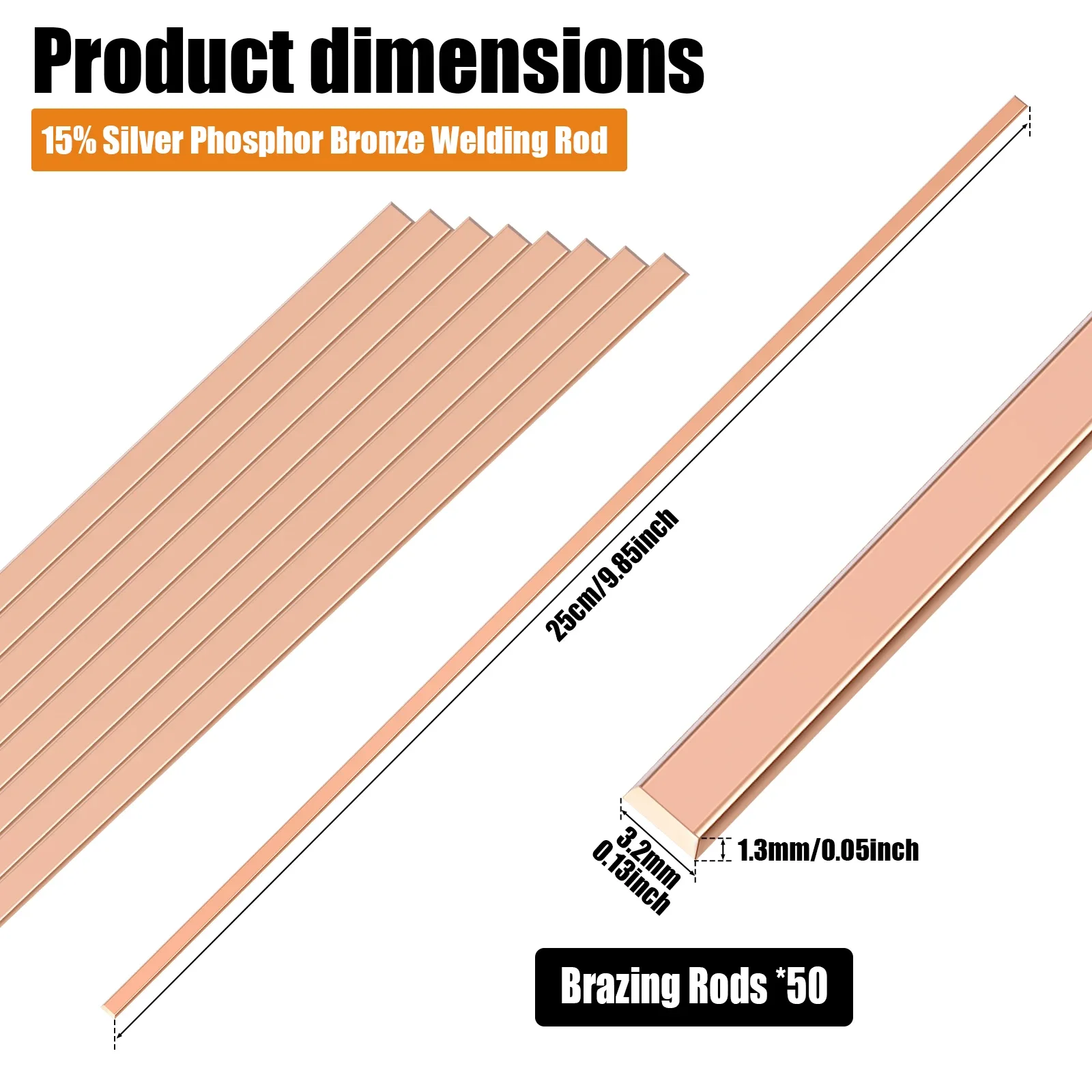 20/50Pcs 25cm Silver Phosphor Copper Brazing Rods BCuP-5 Flat Welding Sticks for HVAC Refrigerator Copper Soldering Repair