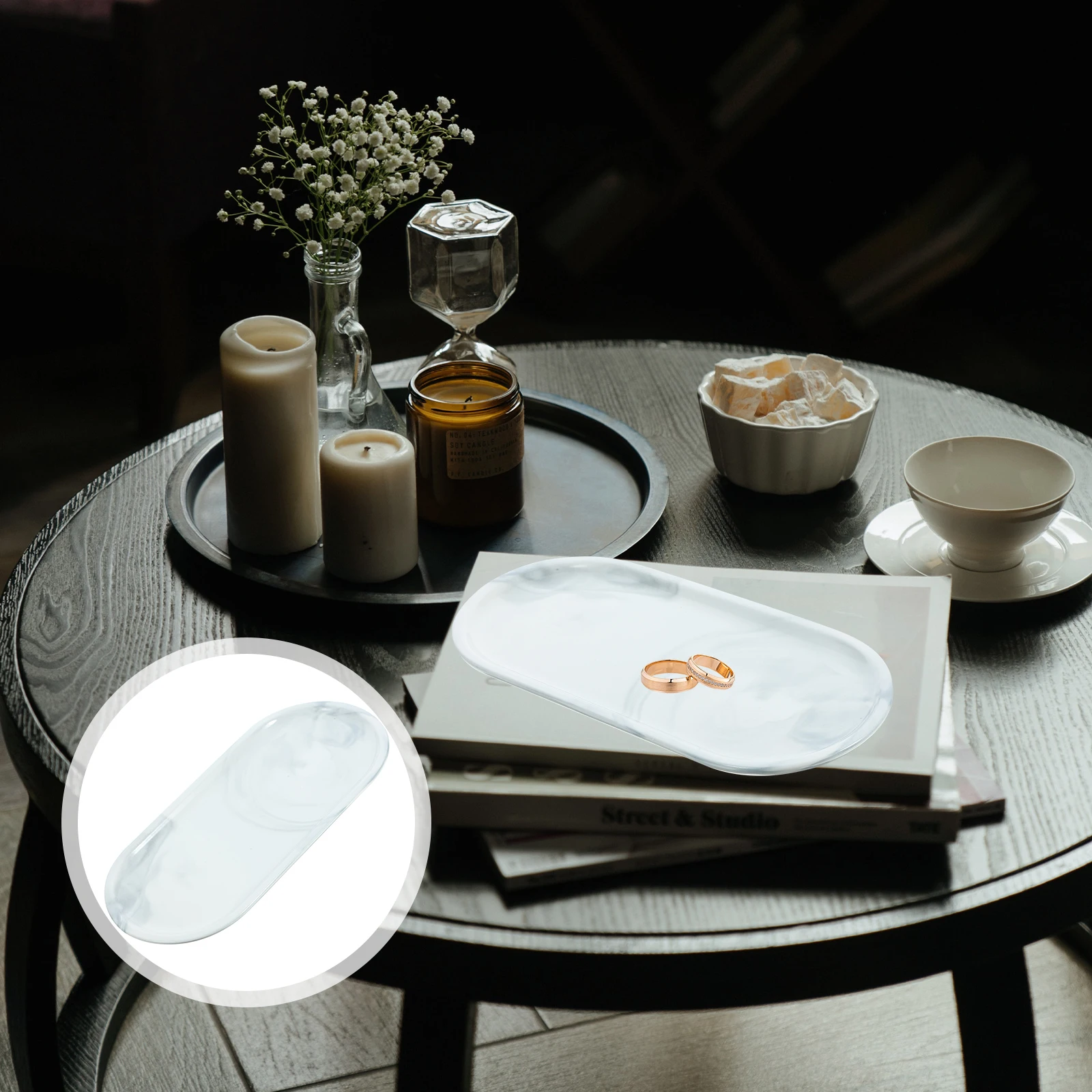 

Marble Pattern Storage Tray Jewelry Bathroom Ceramic Bathroom Plate Storage Tray Plate for Toiletry Soap Towel Small Items
