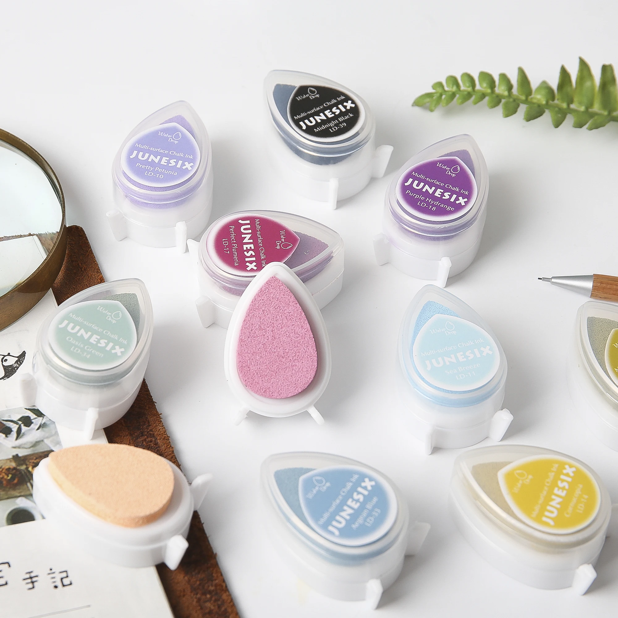 Água Drop Pigment Ink Pads para Selos, Chalk Sticky Inks para Embossing Powder, Stamp Pad,17 cores