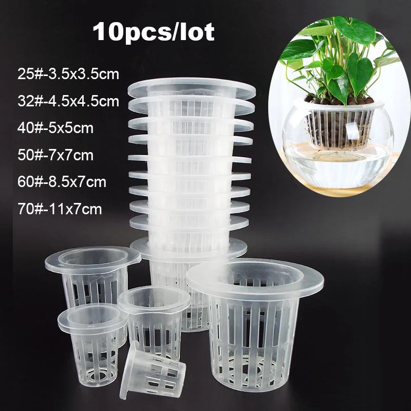 10pcs Hydroponic colonization Mesh Pot Net Cup Basket Hydroponic Aeroponic Planting Grow Clone Nursery Plant Soilless