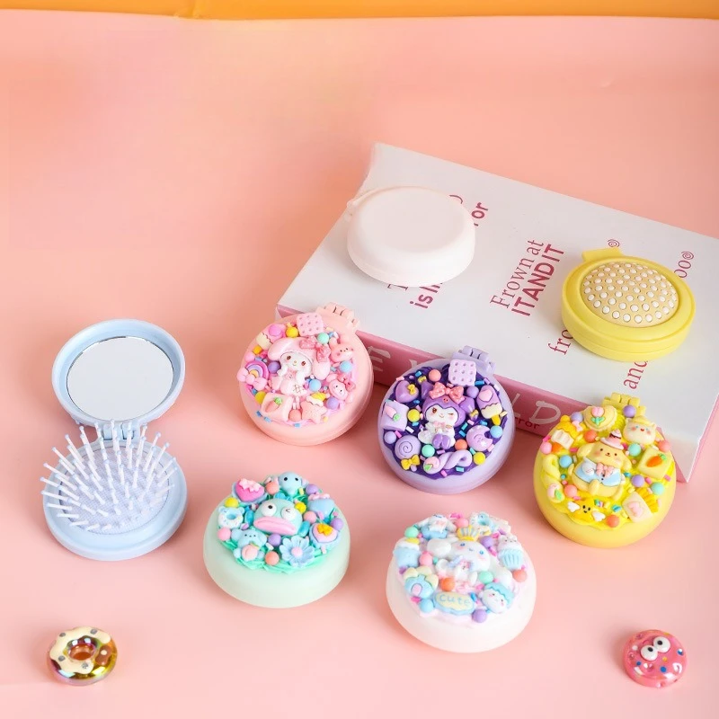 

Miniso Children's Handmade Diy Cream Gas Air Cushion Comb Material Pack Make Folding Mirror Comb One Girl Yizhi