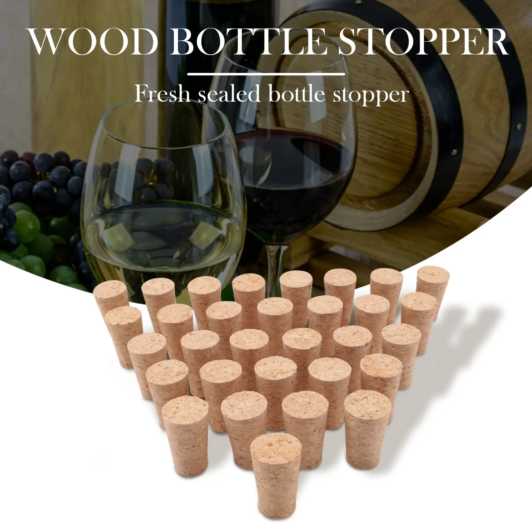 Wood Bottle Stopper, Corks,Tapered Cork Wooden Beer Bottle Stopper for Wine Making Craft,for Wine Bottle 30Pcs