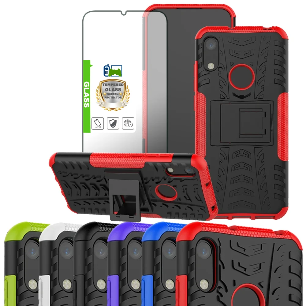 

For Huawei Honor 8A / Y6 Pro 2019/ Y7 Pro 2019 Case Dual Layer Tire Pattern Shockproof Armor Case With Kickstand Cover