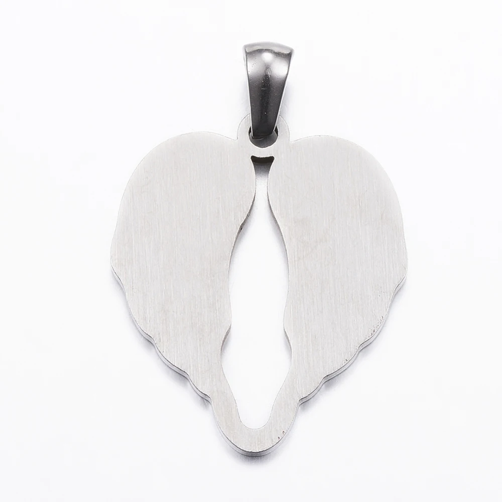 1Pcs 304 Stainless Steel Pendants Resistant Wing Pendant Charm Stainless Steel Color Pendant Accessory for Necklace Bracelet