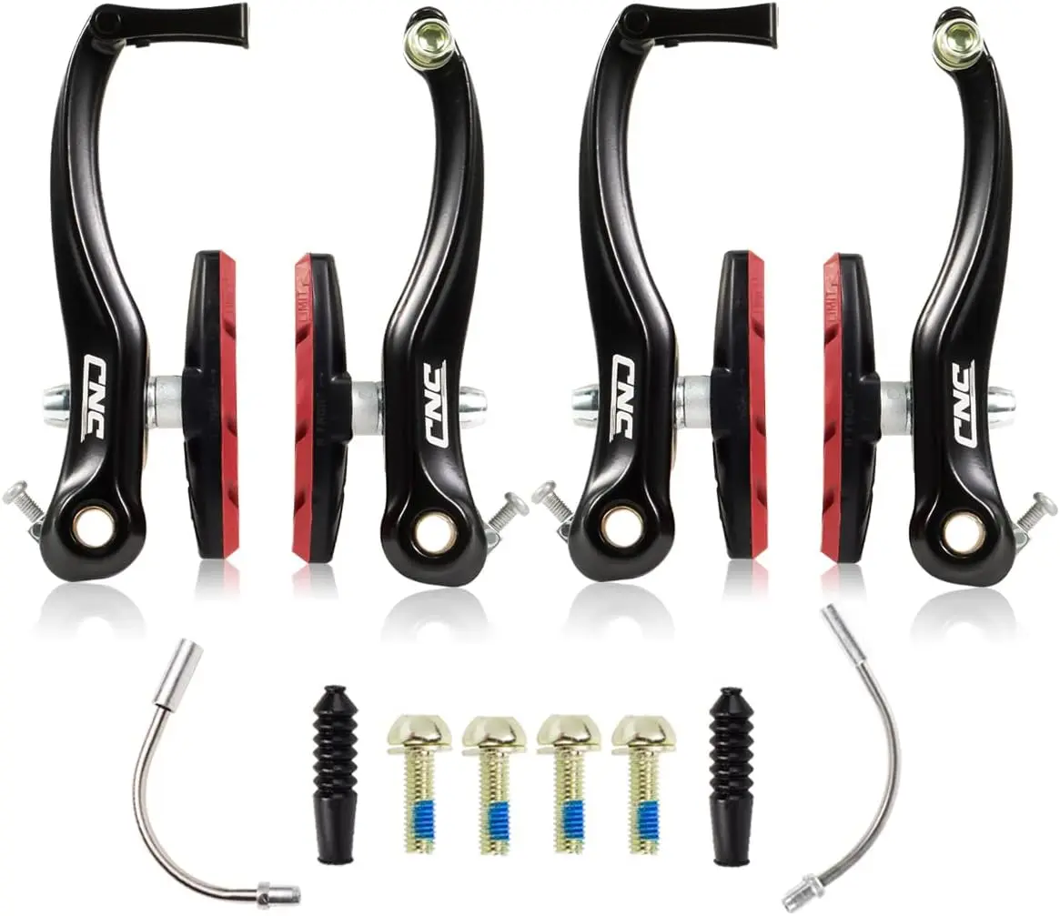 

V Brake Set, Bicycle Linear Pull V Brakes for Front/Rear Wheel, Long Arm 110mm, Black …