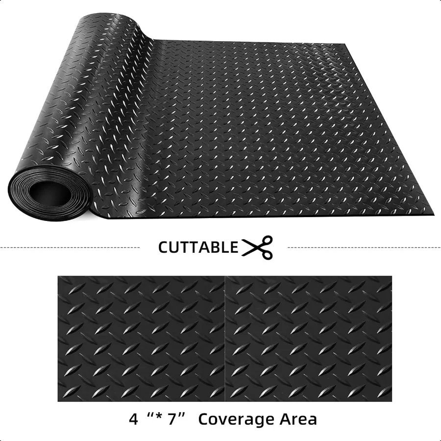 แผ่นยางปูพื้นลาย DiamondPlate ขนาด 21 ฟุต * 16 นิ้ว สำหรับปูพื้นโรงรถ ขนาด 4 * 7 ฟุต ปูพื้นโรงรถ รถบ้าน ด้วยวัสดุ PVC
