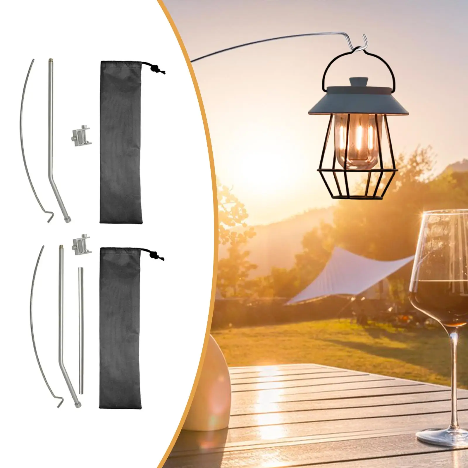 Camping Lantern Stand Lightweight Aluminum Alloy Detachable Lamp Stand Lantern Pole Hanger Light Post for Backpacking BBQ Hiking