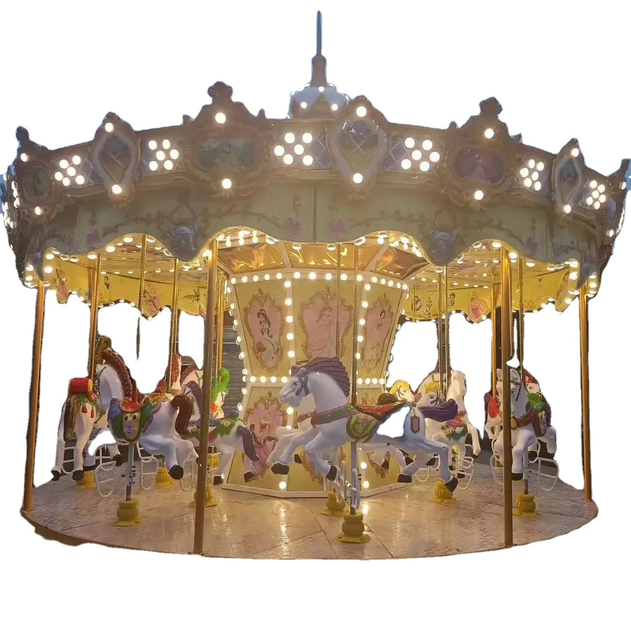 Factory Manufactured Custom 24-Seat Gorgeous Carousel Merry-Go-Round For Fairground For Amusement Parks