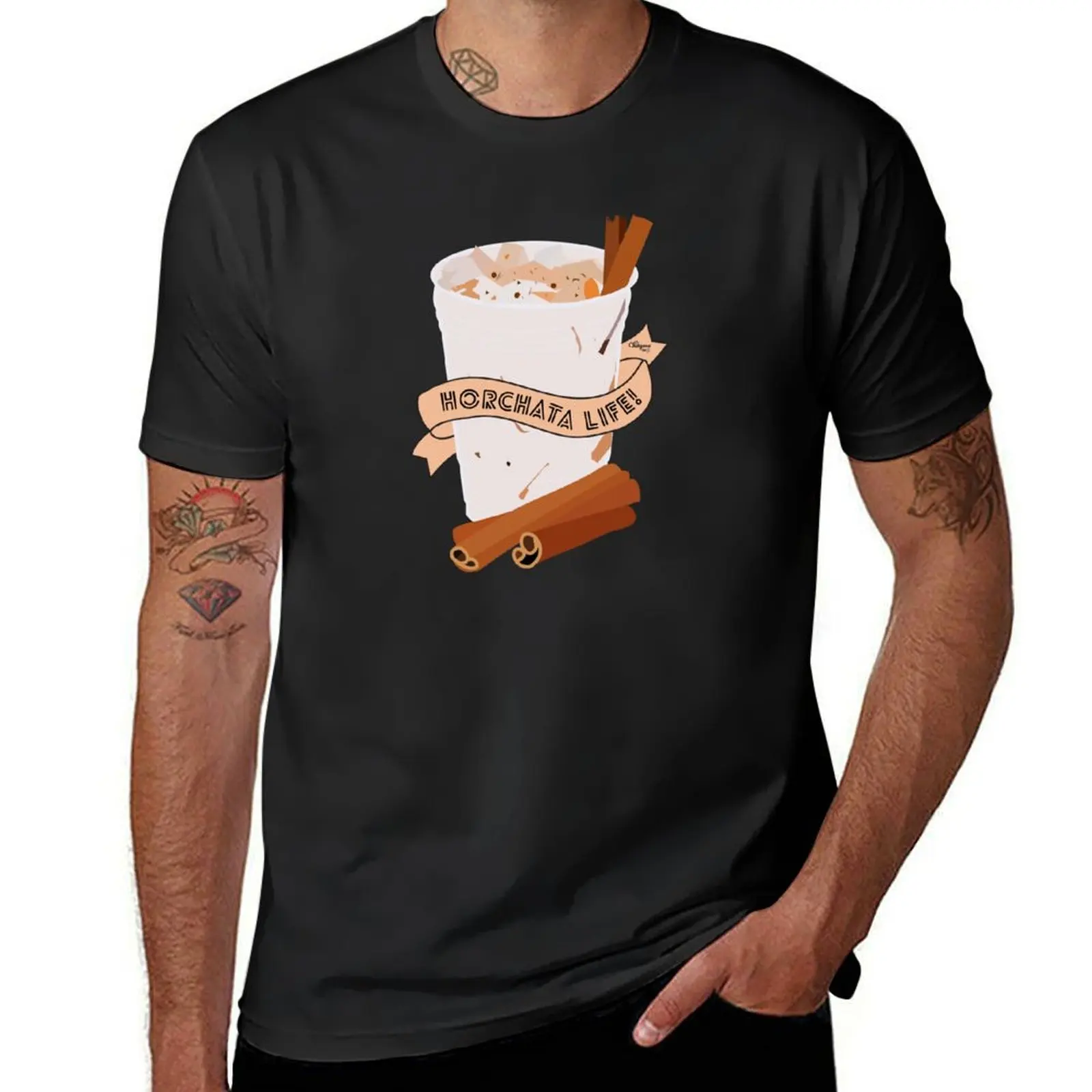 Horchata Life camiseta de hombre de secado rápido, ropa vintage de gran tamaño, ropa de diseñador