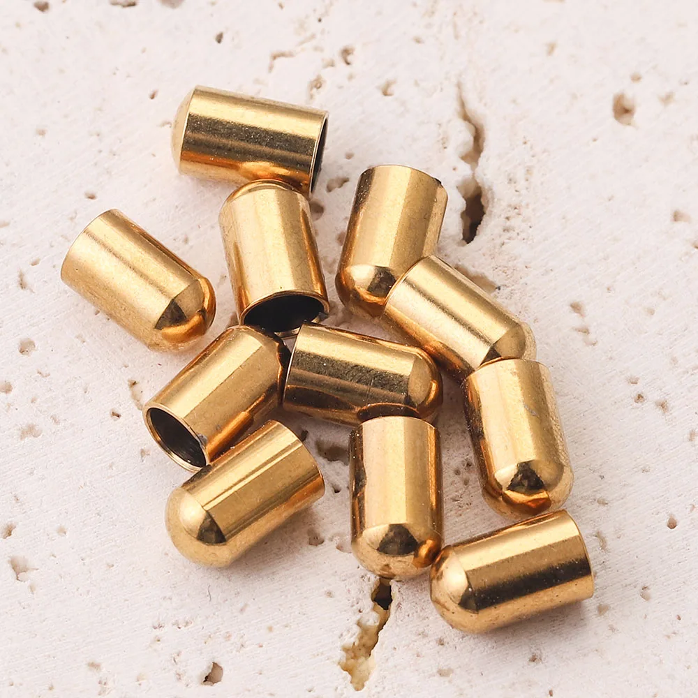 30pcs Cord End Cap Gold-plated Stainless Steel Tassel Caps Leather Ends Caps Connectors for DIY Crafts Jewelry Making Findings image 4