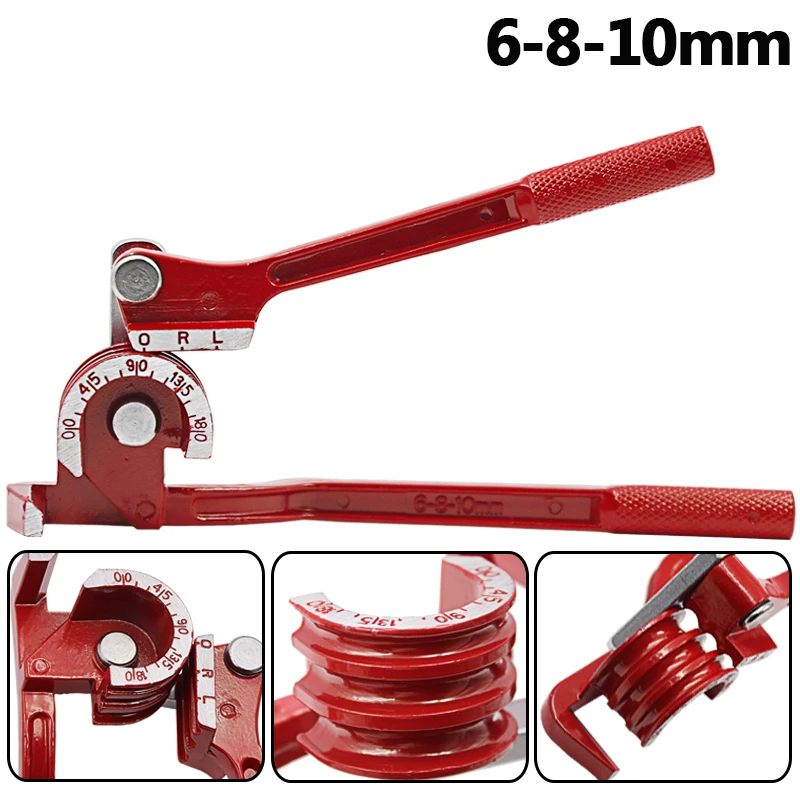 Heavy Tube Tubing Pipe Bender 3 in 1 90°/180° 6mm / 8mm / 10mm Aluminum Copper Steel Fuel Brake Lines Manual Bending Elbow Tool 