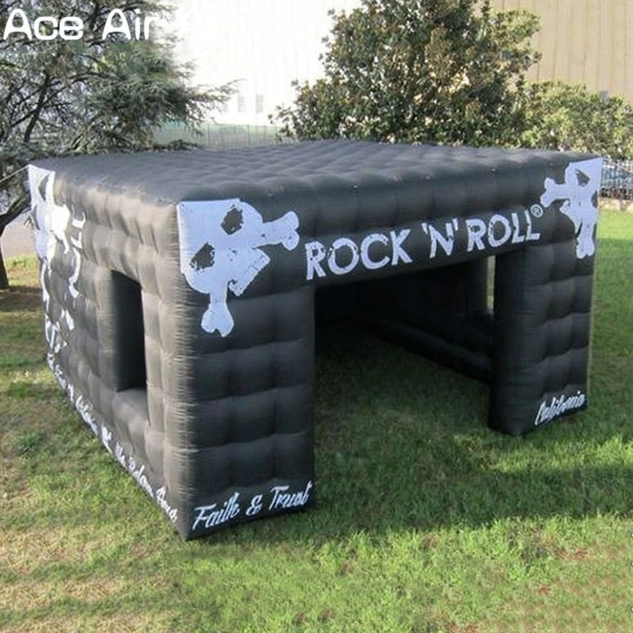 Barraca inflável personalizada de cubo escuro, barraca inflável de rock de caveira para eventos de música ao ar livre, boate, festa, aluguel comercial