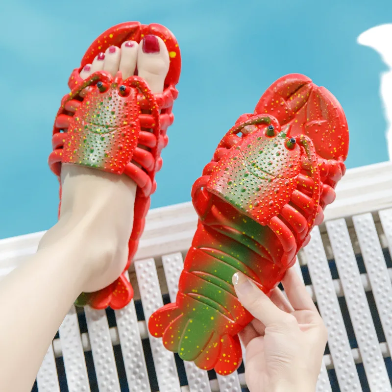 

NEW Lobster Slippers Men Funny Animal Summer Flip Flops Cute Beach Shower Casual Shoes Women Unisex Big Size Soft Home Slippers