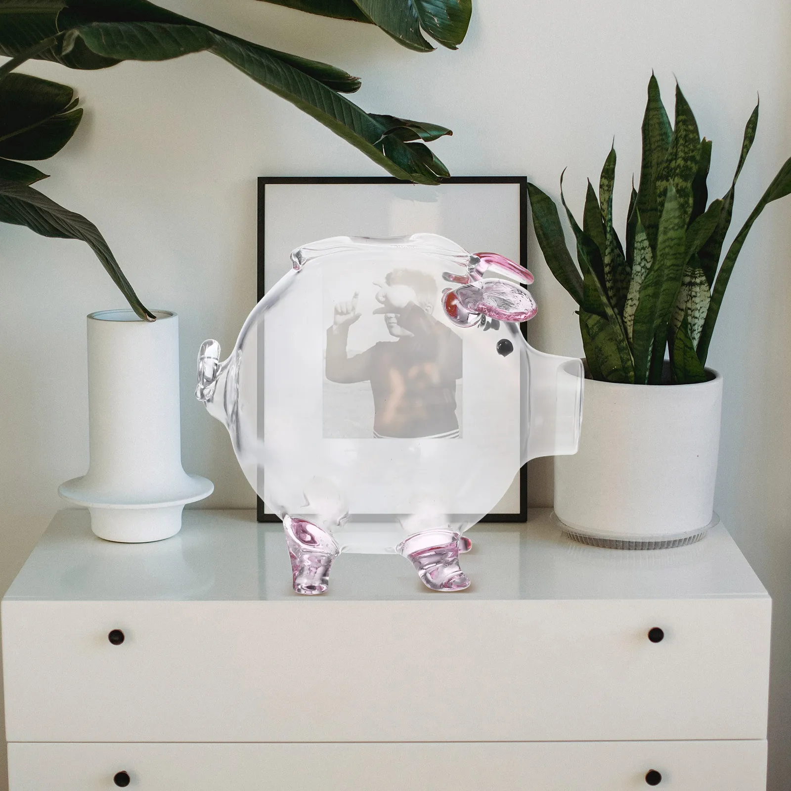 Tirelire transparente en verre à haute teneur en Borosilicate, jolie tirelire en forme de cochon pour enfants, Pot de rangement de pièces de monnaie Transparent, Pot d'épargne décoratif