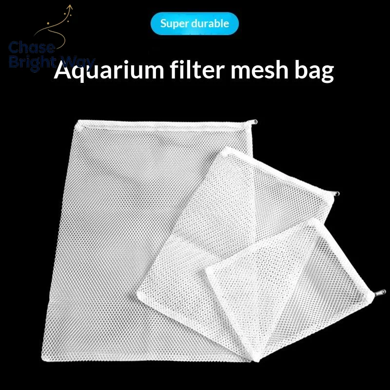 Aquarium Filter Net Bags Reusable Fine Filter Media Bags With Zipper For Aquarium Filtration Bio Ball Carbon Isolation Storage