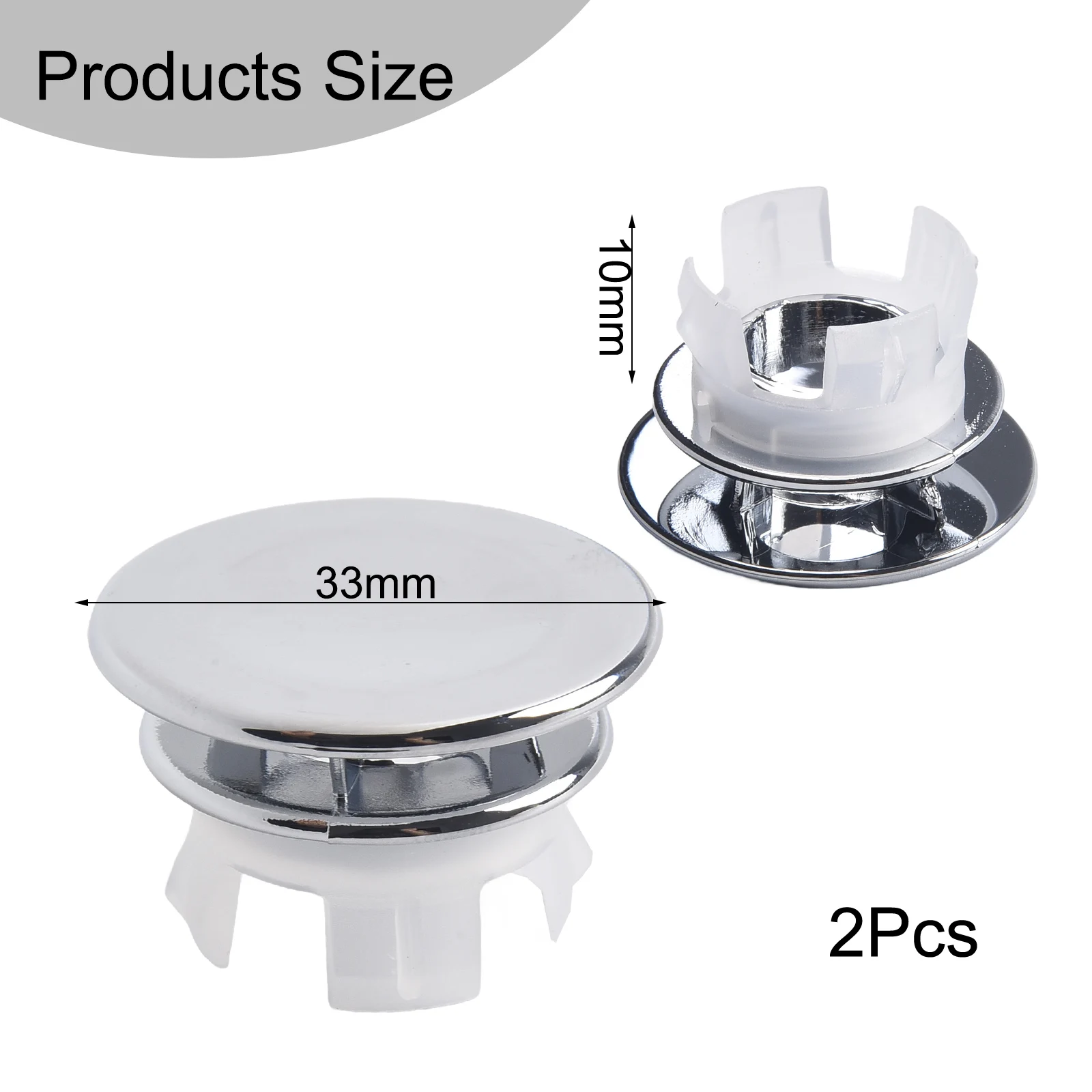 2pc Bathroom Basin Sink Hole Overflow Replacement Cover Chrome Round Trim Ring Ceramic Washbasin Hole Cover Decoration