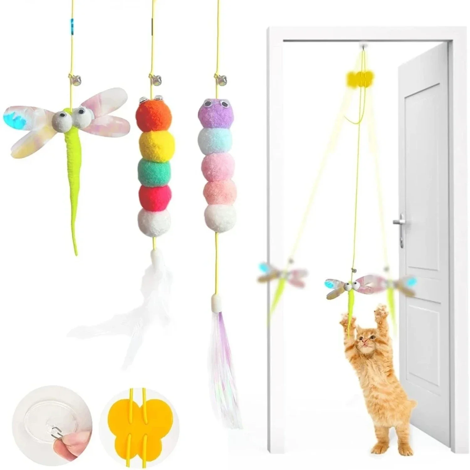 

Funny and Elastic Cat Scratch Rope Toy for Pet Cats - Interactive Hanging Door Toy - Entertaining and Interactive Teaser Supplie