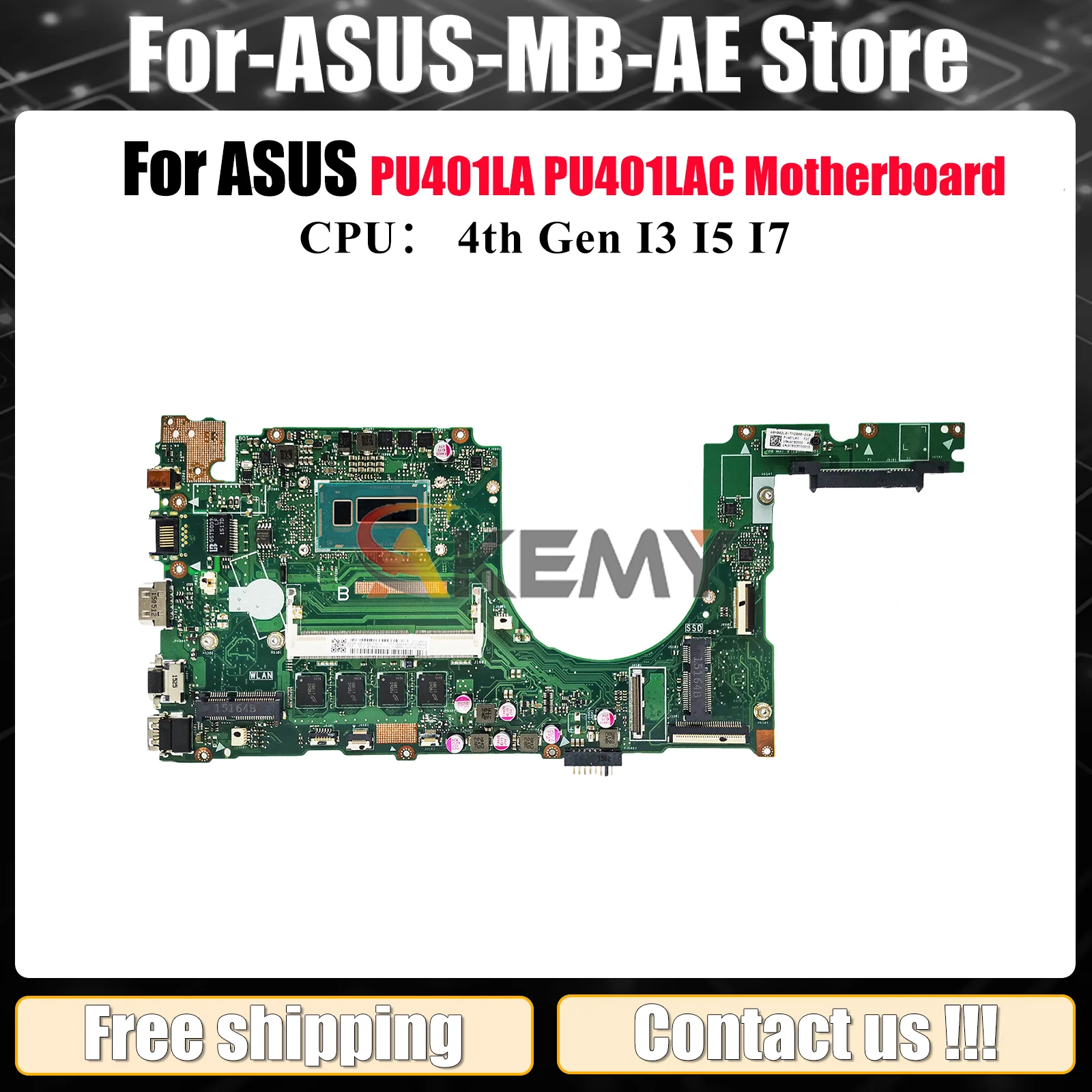 

PU401LA Laptop Motherboard For ASUS VivoBook PU401LA PU401L PU401LAC Notebook Mainboard With I3 I5 I7 CPU tests OK fast shipping