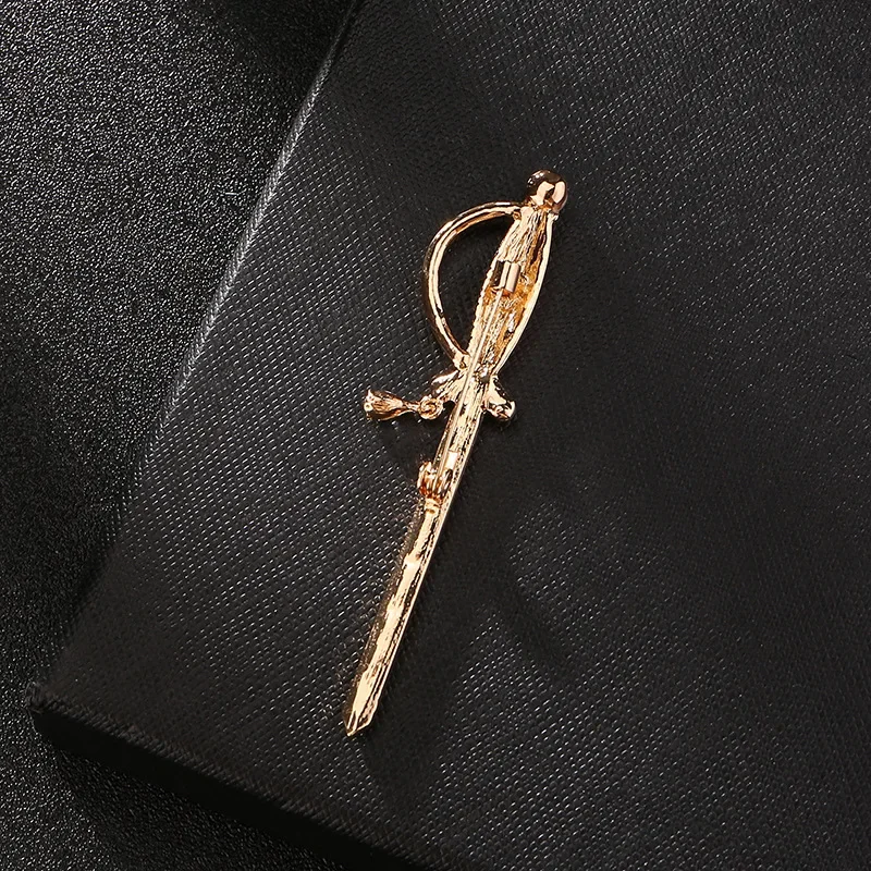 Korean Fashion Sword Brooch Alloy Crysatal Rhinestone Lapel Pins Unisex Corsage Luxulry Jewelry Backpack Clothes Accessories