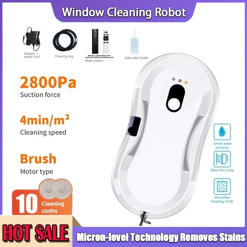 

For Outdoor Indoor Window Cleaner Robot with Ultrasonic Water Spray Window Vacuum Washer Cleaning Robotic Smart Glass