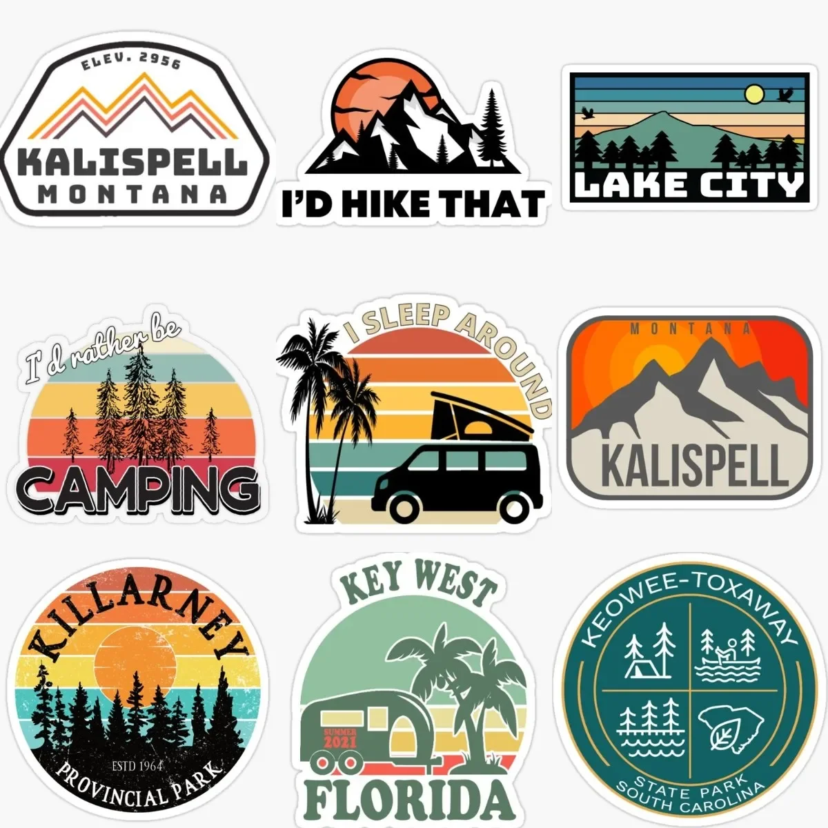 

Sunset Camping Adventure Awaits Creative PVC Waterproof Stickers Accessories for Decorate Car Window Motorcycle Off-road Camper