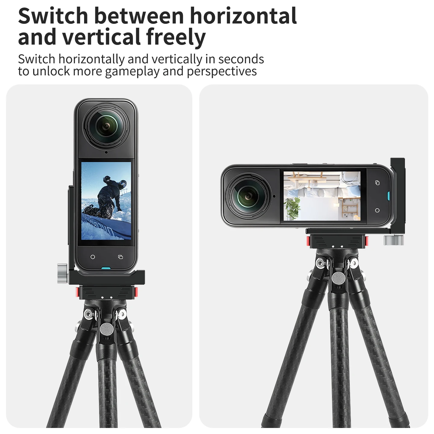 Doppelte Kaltplattenhalterung mit Magnethalterung für Insta360 X6 X3 X4 X5 Panorama-Zubehör Schnellverschluss 1/4 Zoll Schraube Aluminium-Kamera-L-Halterung – Detail 8