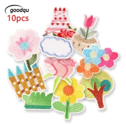 10pcs Lot Cute Flowers Iron On Patches Embroidered For Clothes Sew Mochila Fabric Pack Girls Kids Jacket Thermal Applique Parche