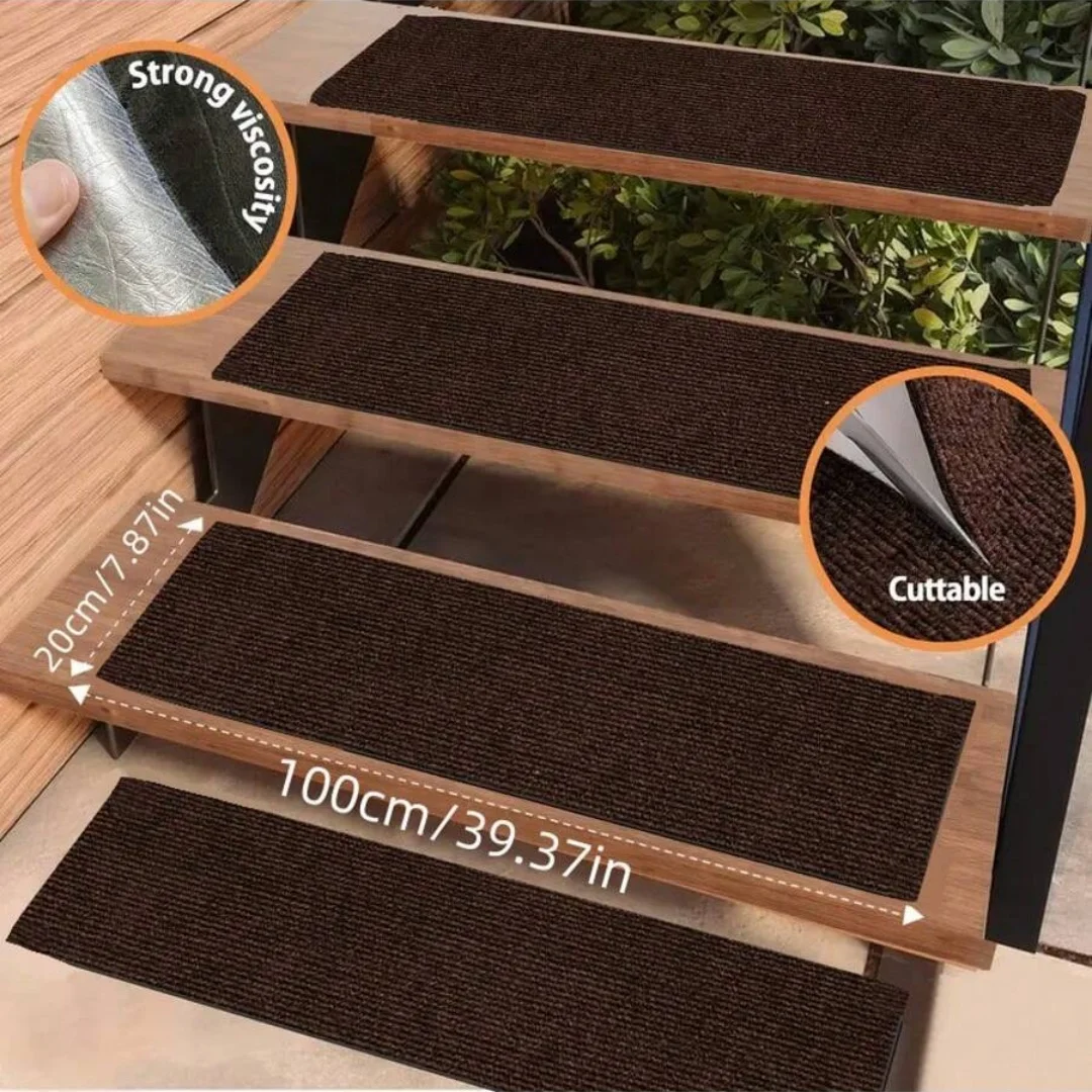 1pc Washable non-slip Stair Treads Protector Rug Self-adhesive Carpet  Safety Stair Pad Stepping indoor Floor mats100x20CM
