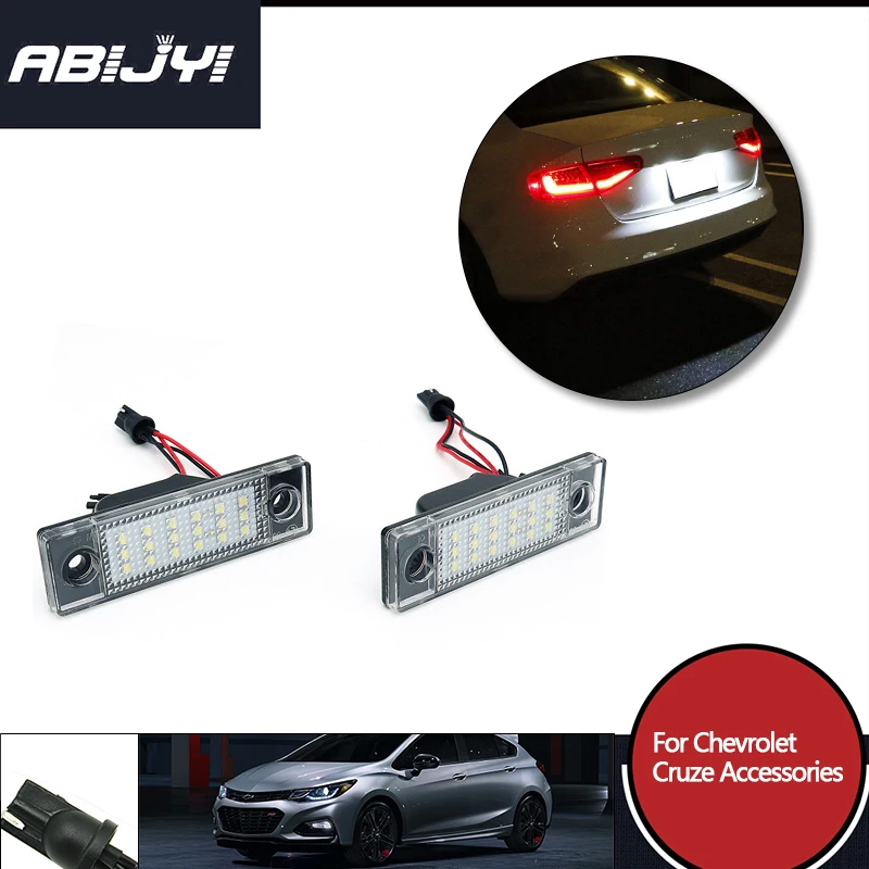 

2PCS Car LED Number License Plate Light LED Number Plate Lamp 12V 7000K White For Chevrolet Cruze 2010-2015 Car Accessories