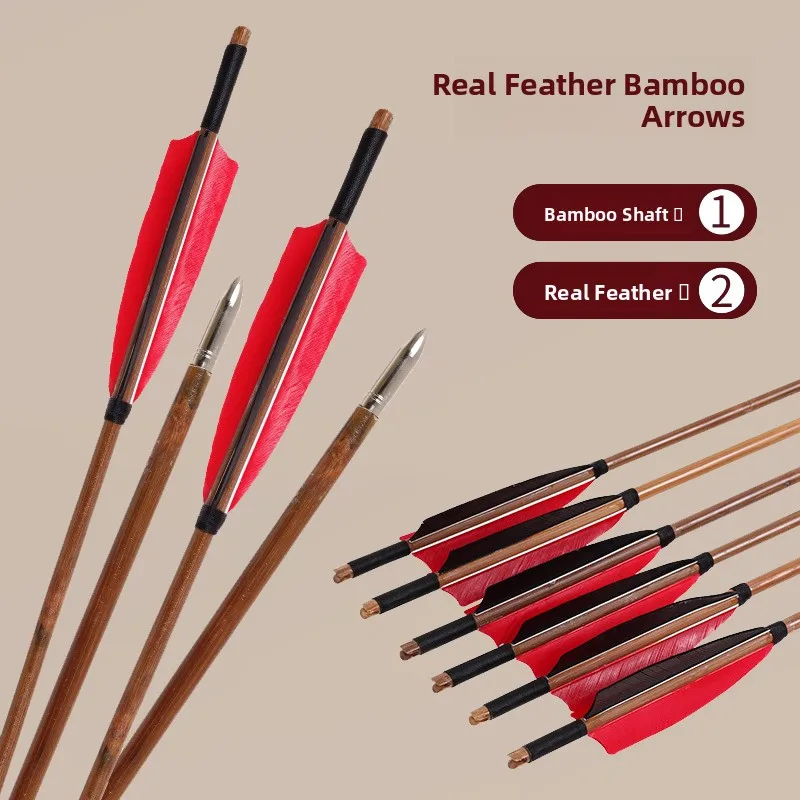fleche-traditionnelle-en-bambou-fleche-en-bois-accessoires-de-tir-a-l'arc-en-exterieur-pointe-de-fleche-en-fer-85-cm-plume-en-forme-de-bouclier
