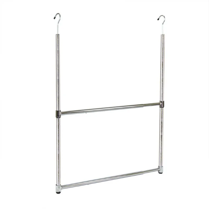 

2Tier Portable Adjustable Closet Hanger Rod Chrome Metal Expandable Height/Width Double Closet Storage For Home Travel