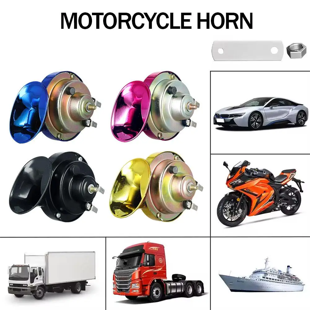 12V Super Loud Train Horn Waterproof Air Electric Snail Horn Universal For Motorcycles Cars Truck SUV Boat M3R7