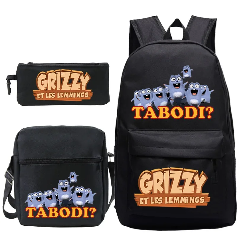 

Cute Grizzly And The Lemmings Backpacks Children Bookbag Boy Girl School Backpack 3Pcs Set Mochila Students Schoolbag Travel Bag