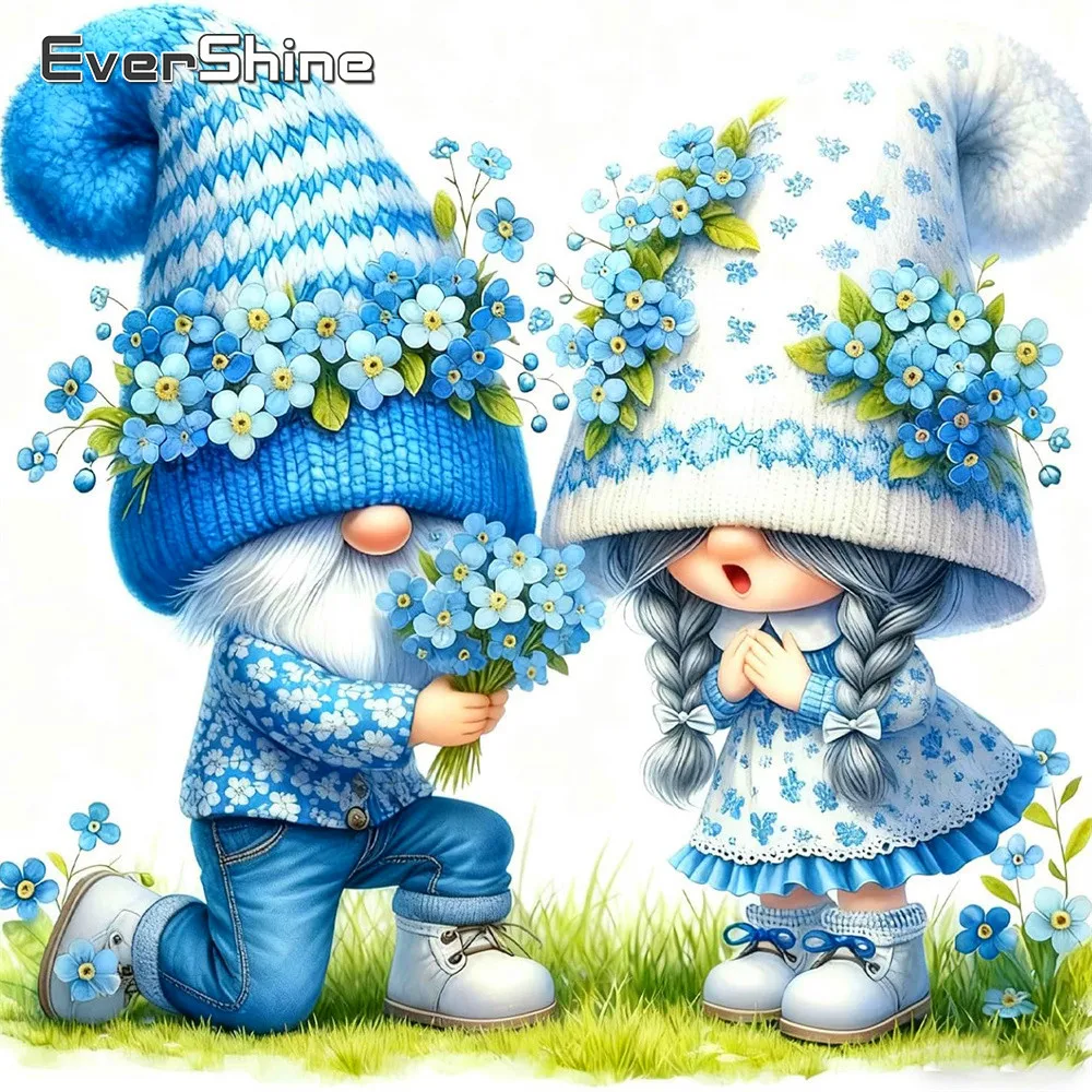 Evershine Printed Cross Stitch Kit Dwarf Pattern Embroidery Supplies Couple Portrait DIY Needlework Complete Set Home Decor