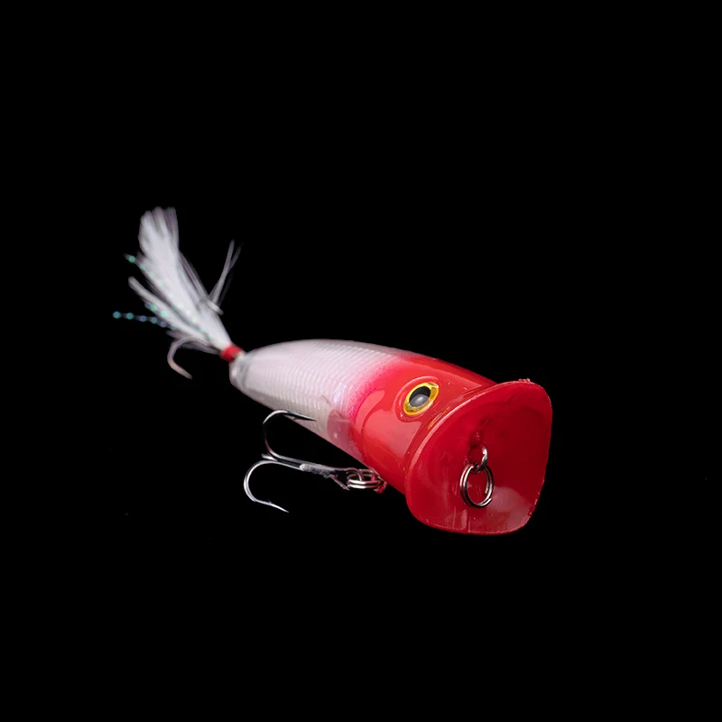 Topwater Big Mouth Popper Fishing Bait 75mm 10g Floating Poper with Inner Reflective Foil Rattle Bait for Bass Pike Fishing