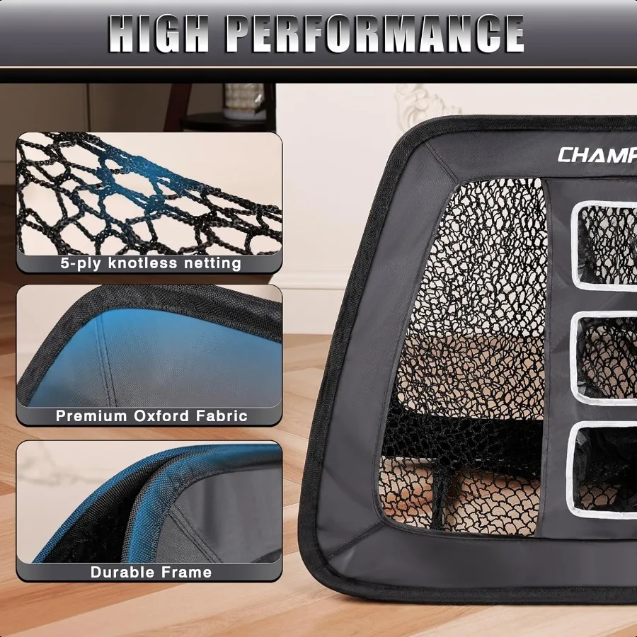 شبكة تقطيع الجولف مزدوجة الجوانب من CHAMPKEY مع حصيرة و12 كرة إسفنجية شبكة ممارسة الجولف الاحترافية مثالية للداخلية والخارجية