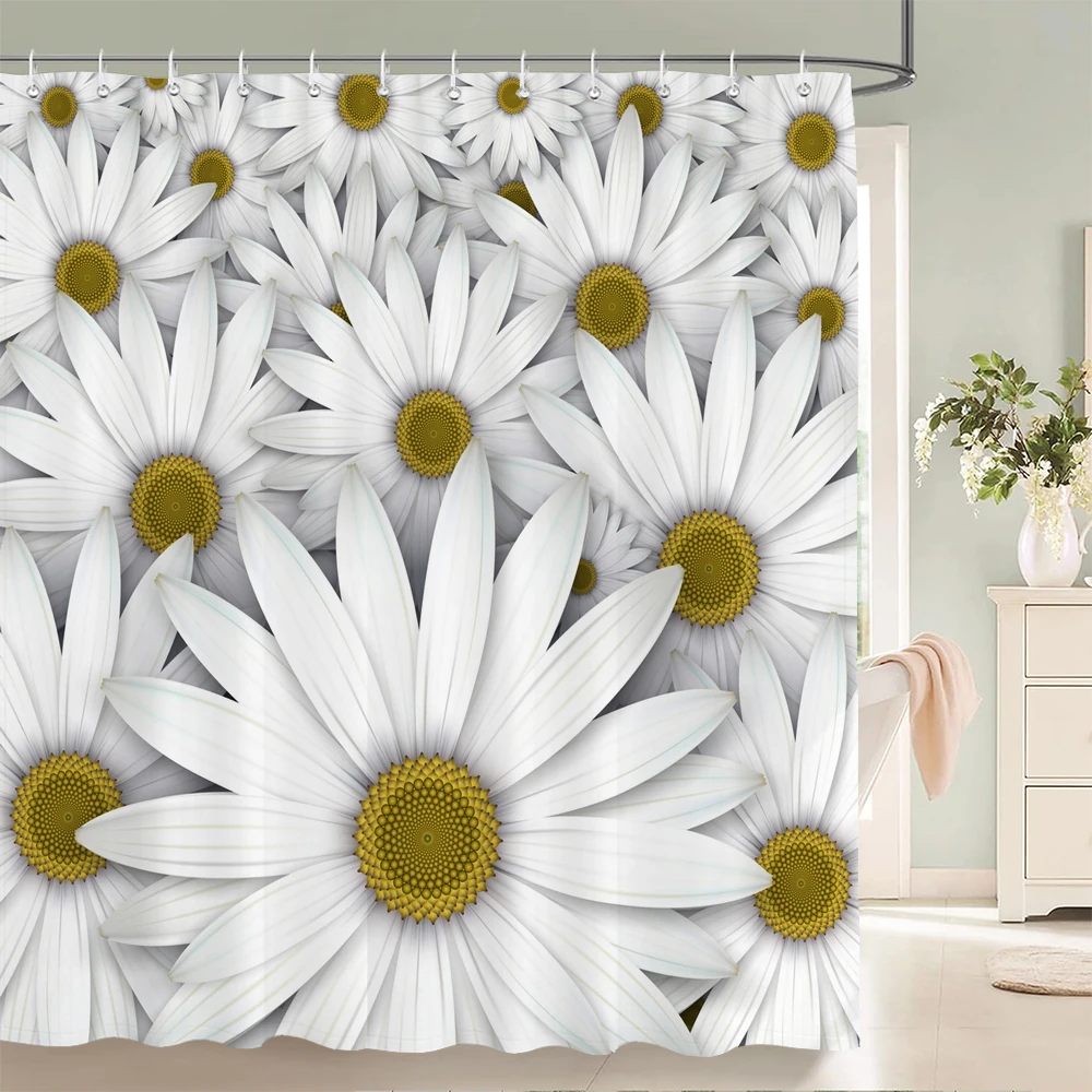 

High Quality Retro Style Flowers leaf Plant Fabric Shower Curtain Waterproof Bath Curtains for Bathroom Decorate with Hooks