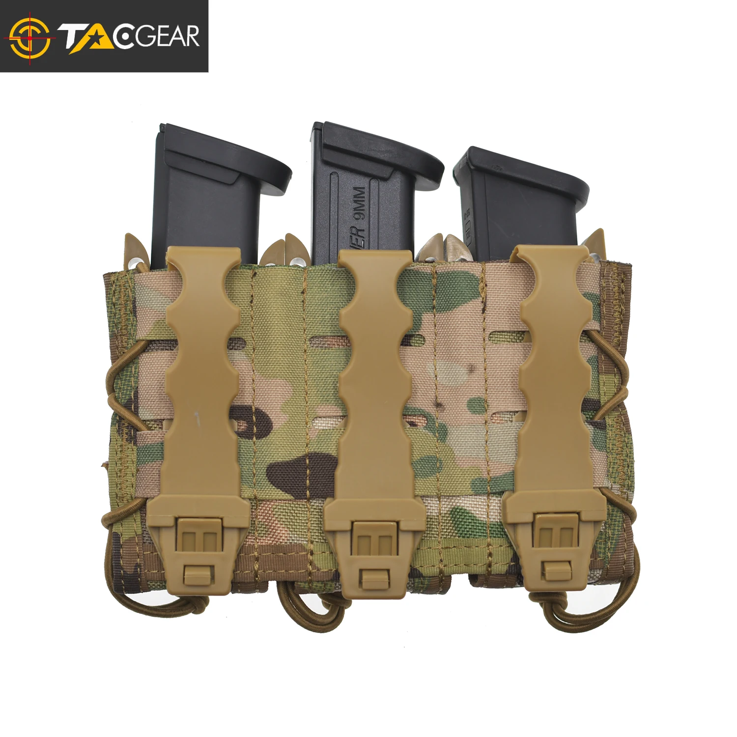 TACGEAR Molle Clip Triper Mag Pouch Flashlight Holster EDC Knives Carrier for Pistol 9mm .40 .45ACP Magazine Airsoft GBB