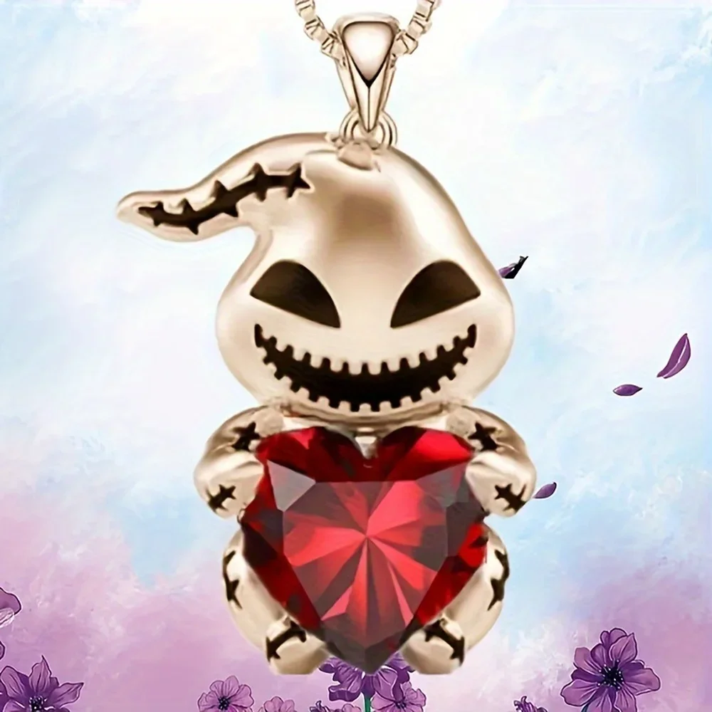 Cartoon puppet monster multi-color heart-shaped pendant necklace for Halloween necklace for women