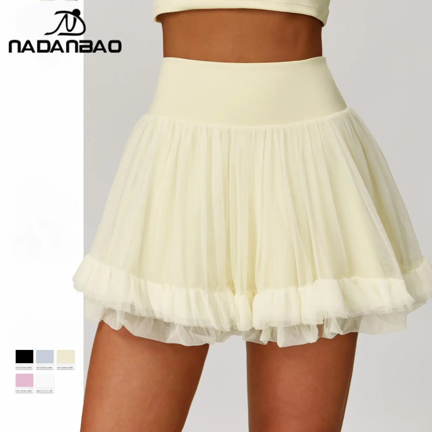 

Nadanbao Summer High Waist Tennis Skirt for Women Fashion Casual A-Shaped Skirts Mesh Breathable Soft Sports Skirt with Pockets