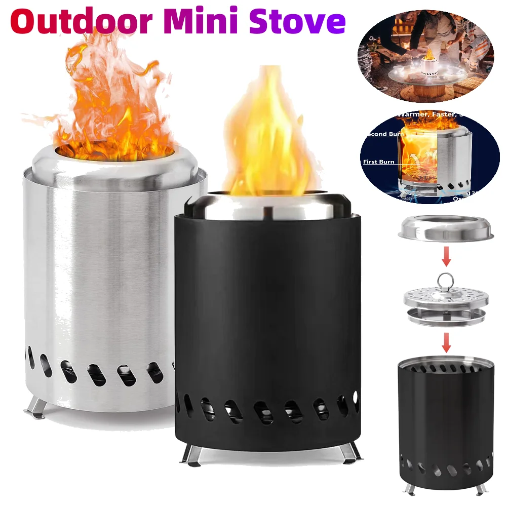 

Smokeless Tabletop Fire Pit Stainless Steel Mini Stove Fire Pit Wood Burning Or Pellet Fueled Portable Bonfire Basin Equipment