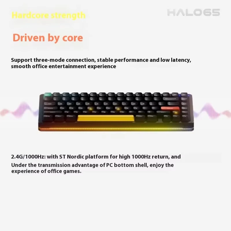 Nuphy Halo65 V2 Bezprzewodowa Klawiatura Mechaniczna 3-Mode Hot Swap Gasket RGB Długa Żywotność Baterii Niska Latencja Konfigurowalna Klawiatura Biurowa i Gamingowa